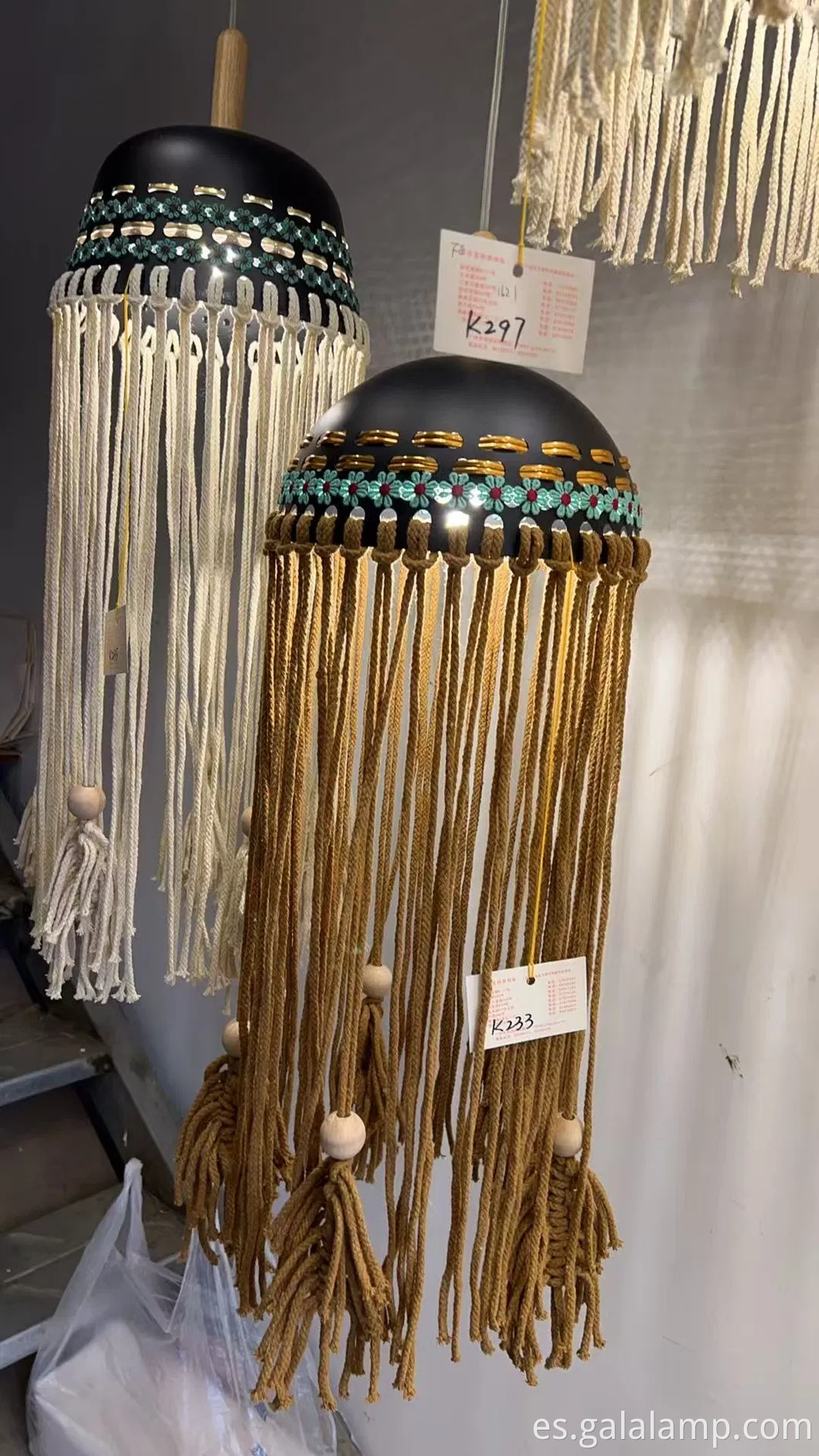 Luz colgante de yute tejido ecológico para decoraciones elegantes del pasillo